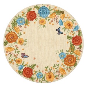 Washable Modern Floral Print Summer Spring Area Rugs, Soft Non Slip Botanical Floor Carpet for Home Office - 1 of 4