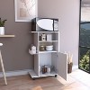 VYNXARIA Modern Kitchen Cart 39" H, Single Door Cabinet, Four Wheels, One Side Shelf, White - 3 of 4