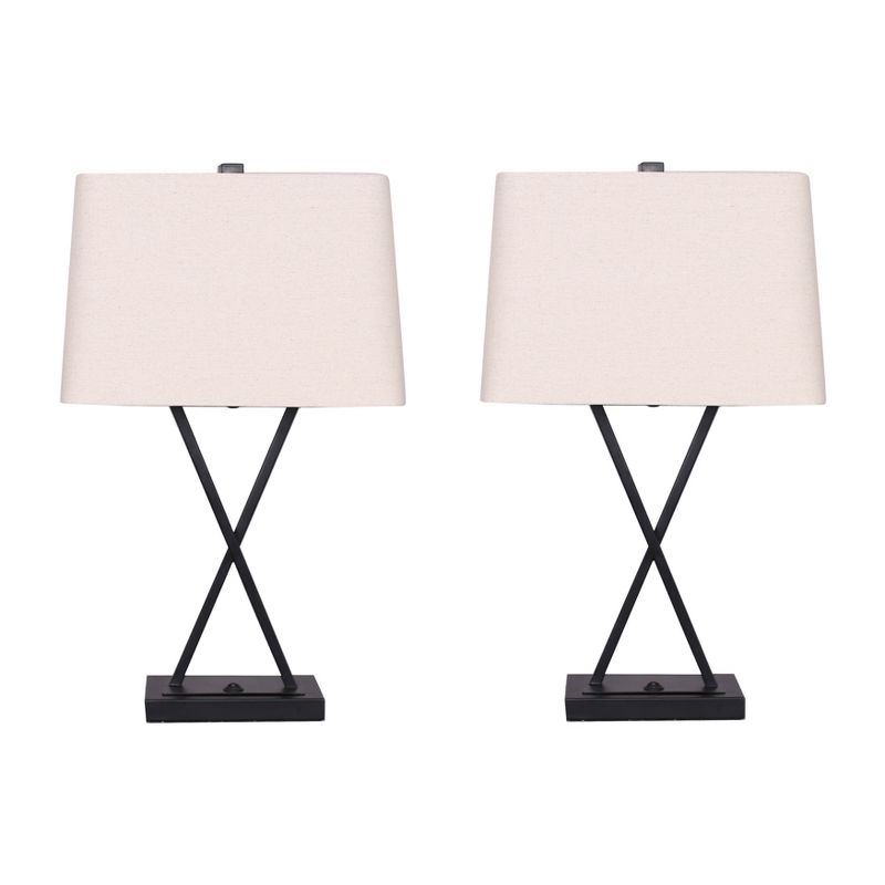 SAGEBROOK HOME (Set of 2) 25&#34; Bar Accent Table Lamps Black, 1 of 2