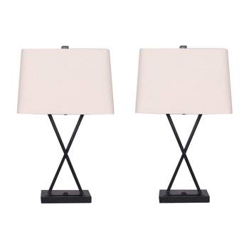 SAGEBROOK HOME (Set of 2) 25" Bar Accent Table Lamps Black