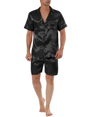 Lars Amadeus Men's Satin Pajama Set Summer Short Sleeve Night Wear ...