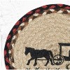 Earth Rugs Amish Buggy Round Trivet 10"x10" – Rustic Braided Jute with Vintage Horse & Carriage Print - 2 of 3