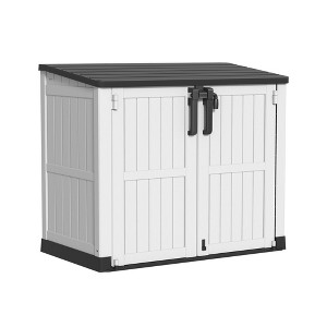 Gulches 880L Outdoor Storage Box - 233G Capacity with Lockable Top & Front Access, Weather-Resistant Design,Black and White - 1 of 4