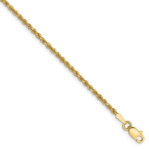 Black Bow Jewelry 1.75mm, 14k Yellow Gold Solid D/C Rope Chain Anklet or Bracelet - 1 of 4
