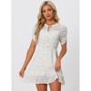 Allegra K Women's Chiffon Ruched Sleeves Bow Tie Keyhole Front Elastic Waist Polka Dots Mini Dress - 2 of 4