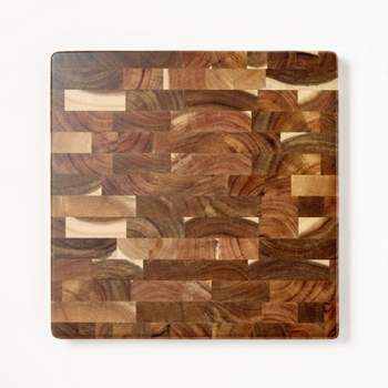 14"x14" End Grain Acacia Wood Cutting Board Natural - Figmint™
