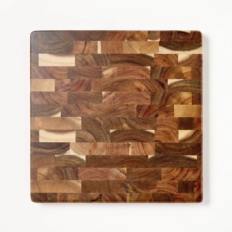 14&#34;x14&#34; End Grain Acacia Wood Cutting Board Natural - Figmint&#8482;, 1 of 9