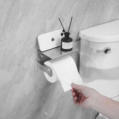 Brushed Nickel Stainless Steel Wall Mounted Toilet Paper Holder with Shelf