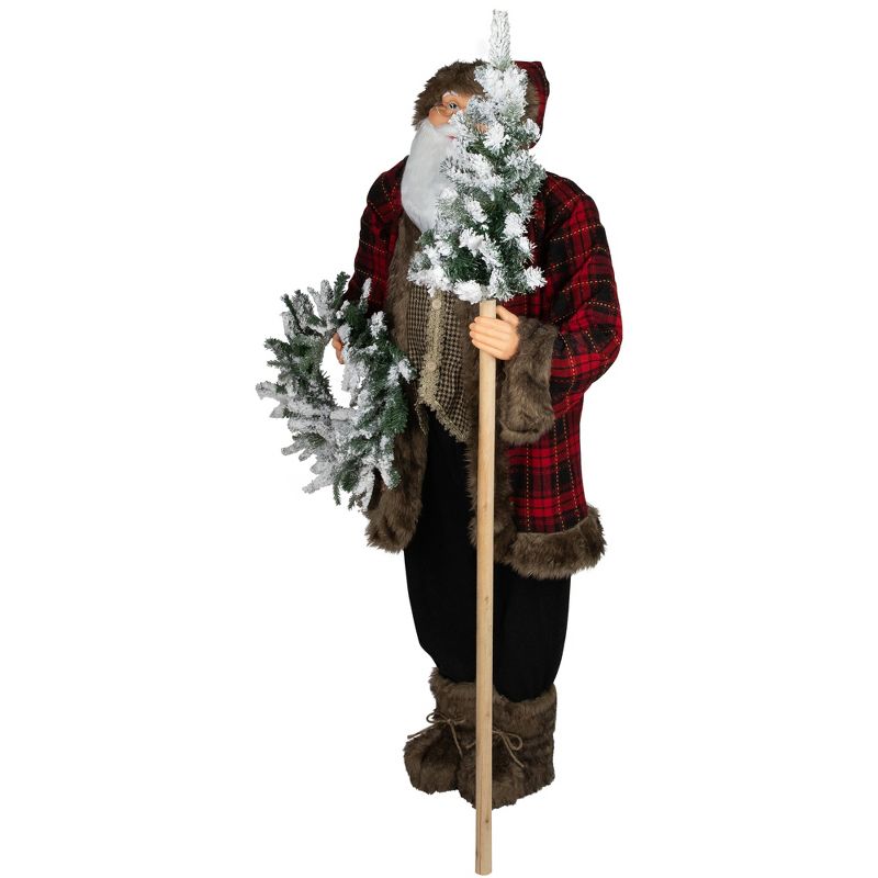 Northlight Santa Claus with Flocked Alpine Tree and Wreath Commercial Christmas Figure - 5', 4 of 7