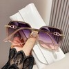 Anna-Kaci Women's Oversized Square Sunglasses with Dual Layer Frame and Gold Temple Accent UV400 Dark Lenses - 3 of 3