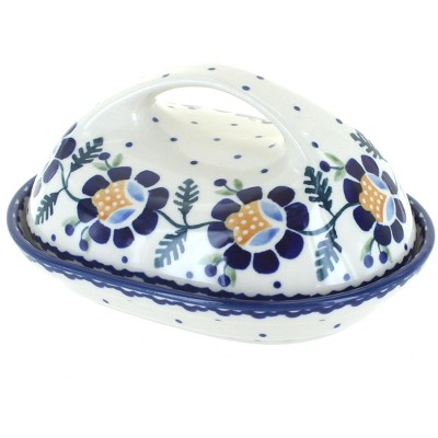 Blue Rose Polish Pottery Sunflower Butter Dish