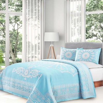 Lightweight Cotton Blend Oversized Jacquard Traditional Medallion Bedspread Set by Blue Nile Mills