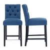 WestinTrends 24" Linen Fabric Tufted Counter Stool (Set of 2) - 4 of 4