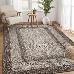 Bedroom Washable Area Rug Dining Room Throw Carpet with Non Slip Rubber Backing - 1 of 4