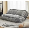 Angel Sar Double Human Dog Bed, Large 2-in-1 Adjustable Floor Couch Loveseat, 5-Position Lazy Sofa, Plush Chenille Couple Sofa with Pillow, Light Gray - 2 of 4