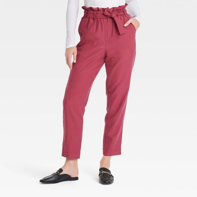 Women's Super-High Rise Tapered Ankle Pull-On Paperbag Pants - A New Day™