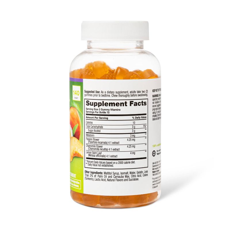 Adult Melatonin Gummies - White Tea/Peach - 140ct - up &#38; up&#8482;, 3 of 5