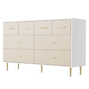 Modern White Nightstand for Bedroom, 8 Drawer Dresser, Small Bedside Table Night Stand, Wooden Nightstand with Drawers for Bedroom, Living Room - 1 of 4
