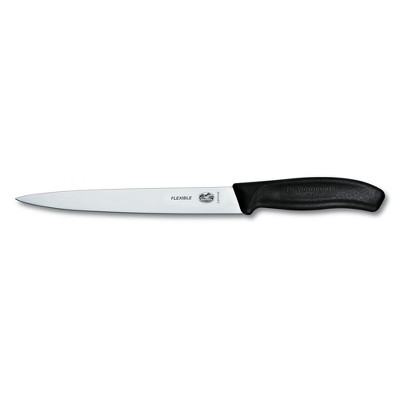 Victorinox Swiss Classic Black Fillet Knife with Straight Flexible Blade, 8 Inch