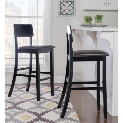 Torino 31" Solid Back Black Wood and Faux Leather Barstool