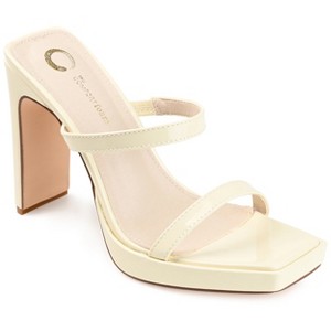 Journee Collection Womens Naivee Tru Comfort Foam Open Square Toe Platform Heel Sandals Off White 7 - 1 of 4