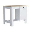LunaLulinlk Kitchen Island 35"" H, One Storage Cabinet with Door, Two Internal Shelves, One Open storage Shelf, White/Macadamia - 4 of 4