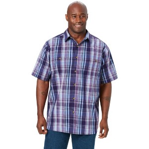 KingSize Plaid Wrinkle-Resistant Short Sleeve Button Down - 1 of 4