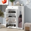 TIRAMISUBEST Freestanding Shoe Rack Organizer with 2 Shutter Door - White Mobile File Cabinet - 3 of 4