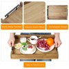 Acacia Wood Serving Tray with Metal Handles - 17x12 inch Reversible Charcuterie Board for Kitchen, Dining & Gifting - Natural - 3 of 4