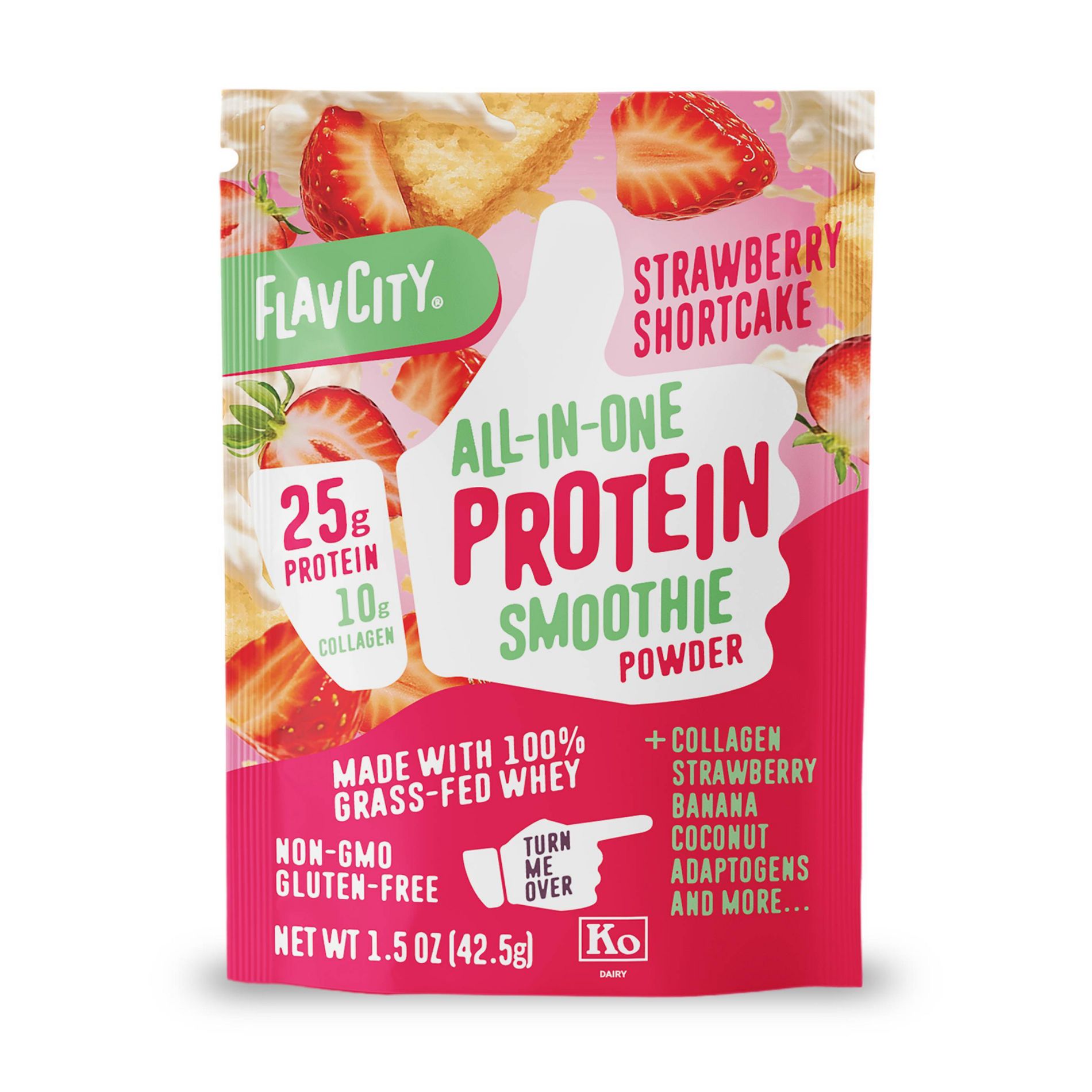 FlavCity Single Serve Protein Smoothie Powder - Strawberry Shortcake - 42.5gms
