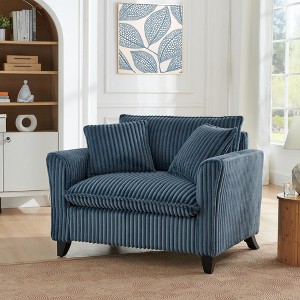 KWPZQEB Lazy Sofa Chair with 2 Pillows, Modern Accent Armchair with Solid Wooden Legs, Single Sofa Chair, Reading Armchair for Living Room - 1 of 4