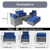 6-Piece Rattan Patio Set with Storage Box, All-Weather Outdoor Conversation Furniture, Modular Sofa with Thick Blue Cushions for Patio & Garden - 4 of 4