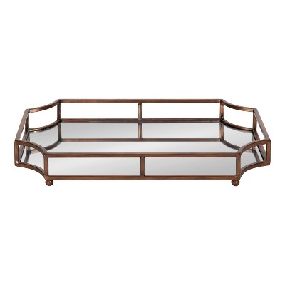 Bronze Scalloped Rectangular Glass Decorative Tray