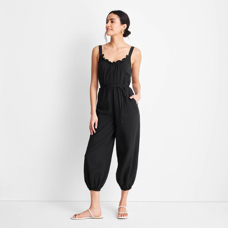 Women's Sleeveless Low Back Cord Jumpsuit - Future Collective™ with Jenny K. Lopez Black, 1 of 4