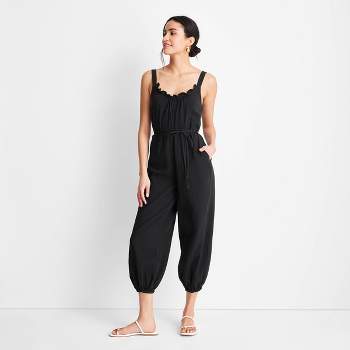 Women's Sleeveless Low Back Cord Jumpsuit - Future Collective™ with Jenny K. Lopez Black