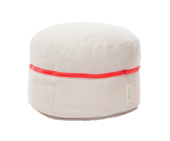 Finn Cotton Exposed Zipper Storage Pouf Off-White - Mimish