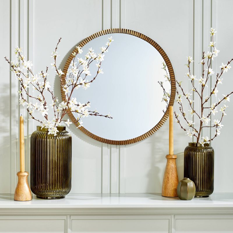 Pleated Brass Round Wall Mirror Antique Finish - Hearth & Hand™ with Magnolia, 3 of 8