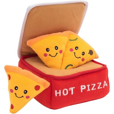 ZippyPaws Burrow- Interactive Dog & Puppy Toys for Boredom, Enrichment Squeaky Toy, for Small & Medium Dogs- Pizza Box