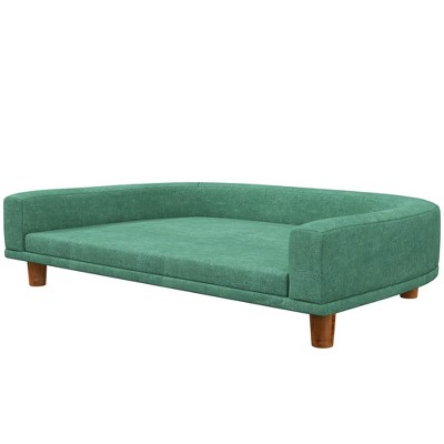 Green Elevated Dog Sofa Couch with Wooden Legs