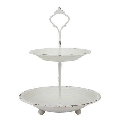 Large 2-Tier Tray Rustic White - Stonebriar Collection
