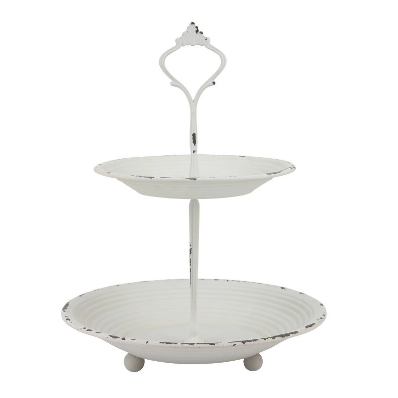 2-Tier Tray Rustic White - Stonebriar Collection, 1 of 6