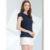 Allegra K Women's Ruffle Sleeve Tie Neck Button Front Flounce Neck Cotton Work Blouse - 4 of 4