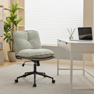 Oversize Seat Office Chair With Wheels, Backrest, Elegant Design Rolling Computer Chair, Ergonomic Design Adjustable Height Chair, Gray - 1 of 4