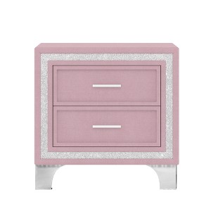 Cesicia Mid Century Vintage Nightstand with 2 Drawers - 1 of 4