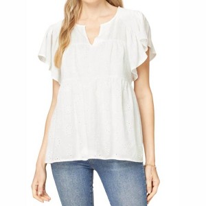 Women's Flutter Sleeve Eyelet Top - entro - 1 of 4