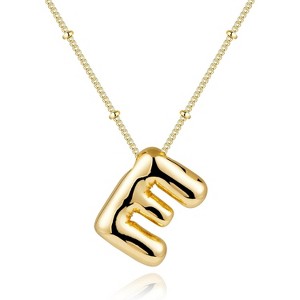 Chunky Balloon Initial Necklace 14K Gold Plated Non Tarnish Mom Gift gold-tone-E - 1 of 4