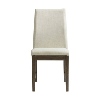 Simms 5-Piece Walnut Dining Set with Glass Top and Cream Upholstery
