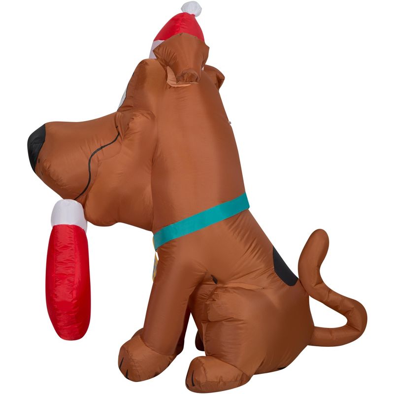 Gemmy Christmas Airblown Inflatable Puppy SCOOB w/Stocking WB, 3.5 ft Tall, Brown, 4 of 6