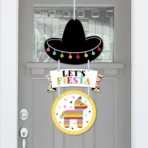 Big Dot of Happiness Let's Fiesta - Hanging Porch Fiesta Outdoor Decorations - Front Door Decor - 3 Piece Sign - 1 of 4