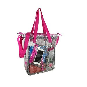 K-Cliffs Clear Tote See Through Messenger Work Bag Zippered Shoulder Bag Bookbag with Cell Phone Pouch & Coin Pouch - 1 of 4